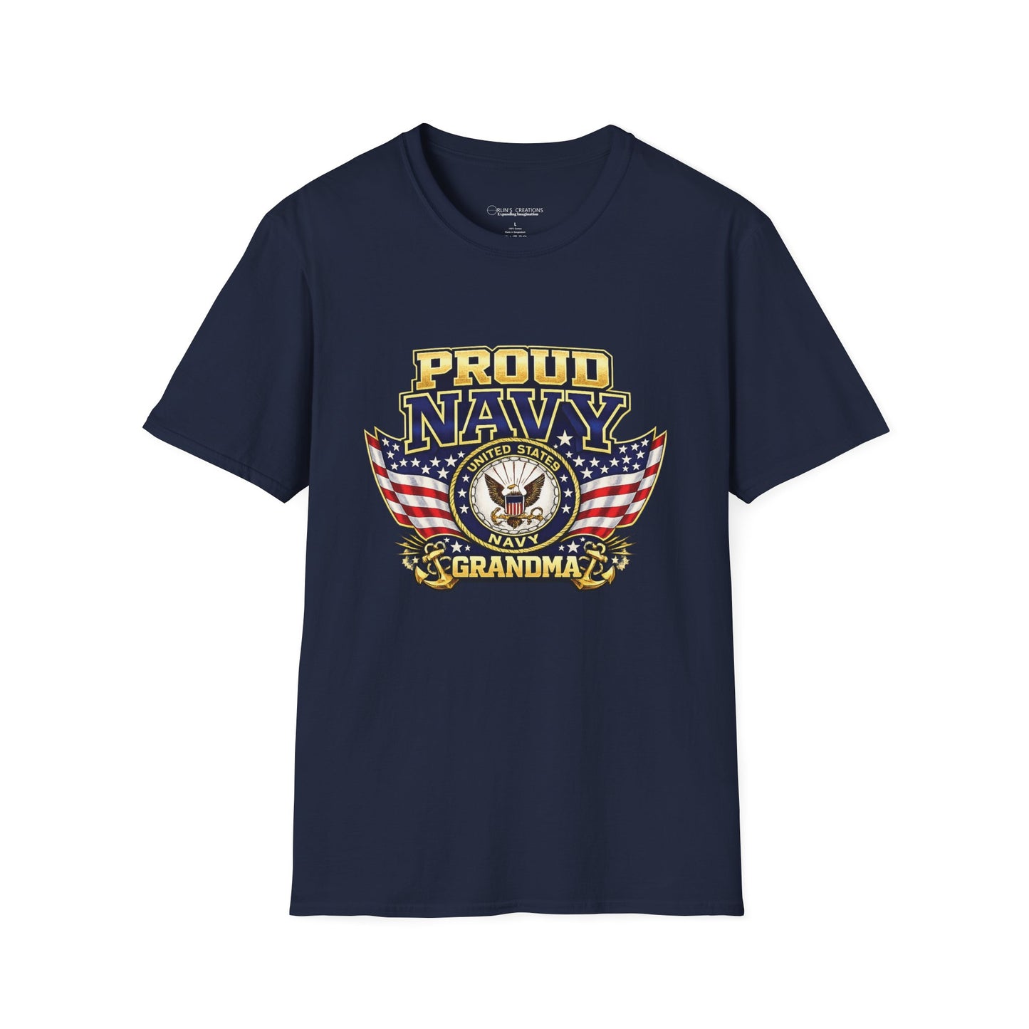Proud Navy Grandma T-Shirt — Navy Blue with U.S. Navy Emblem