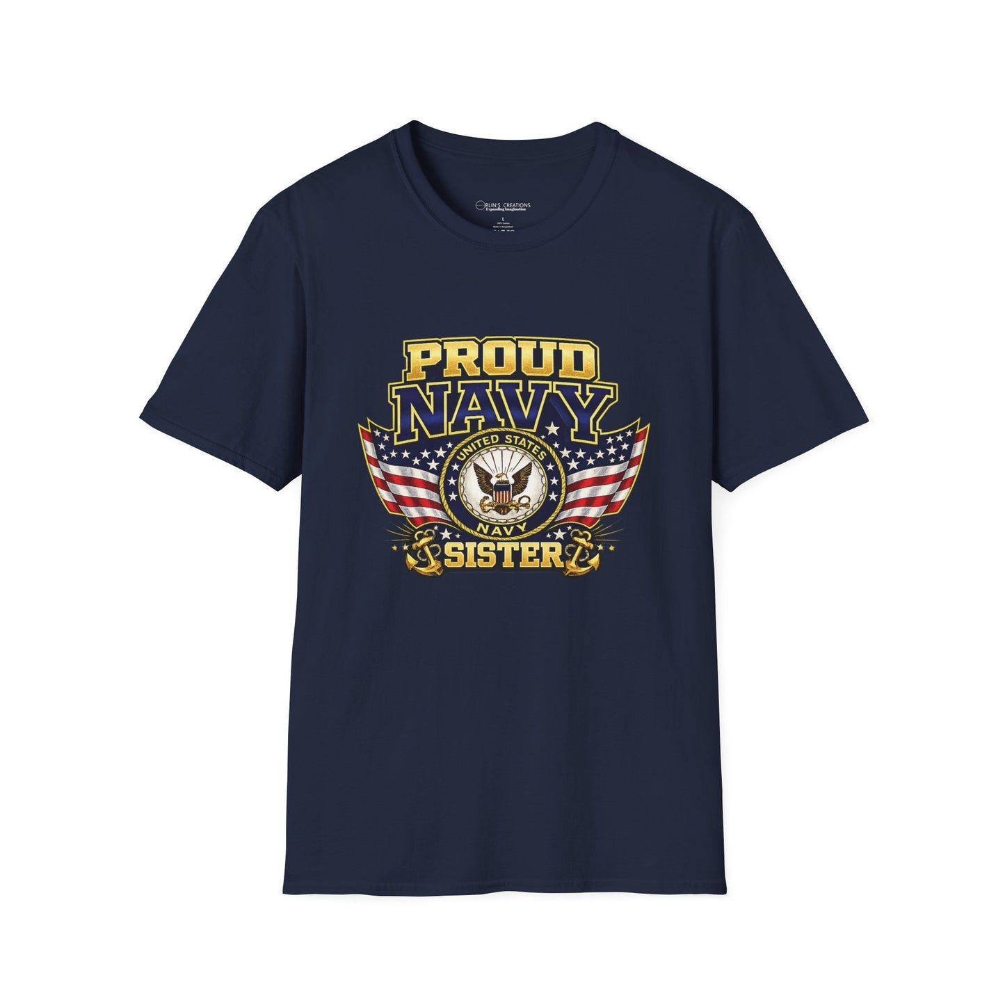 Proud Navy Sister T-Shirt — Navy Blue with U.S. Navy Emblem