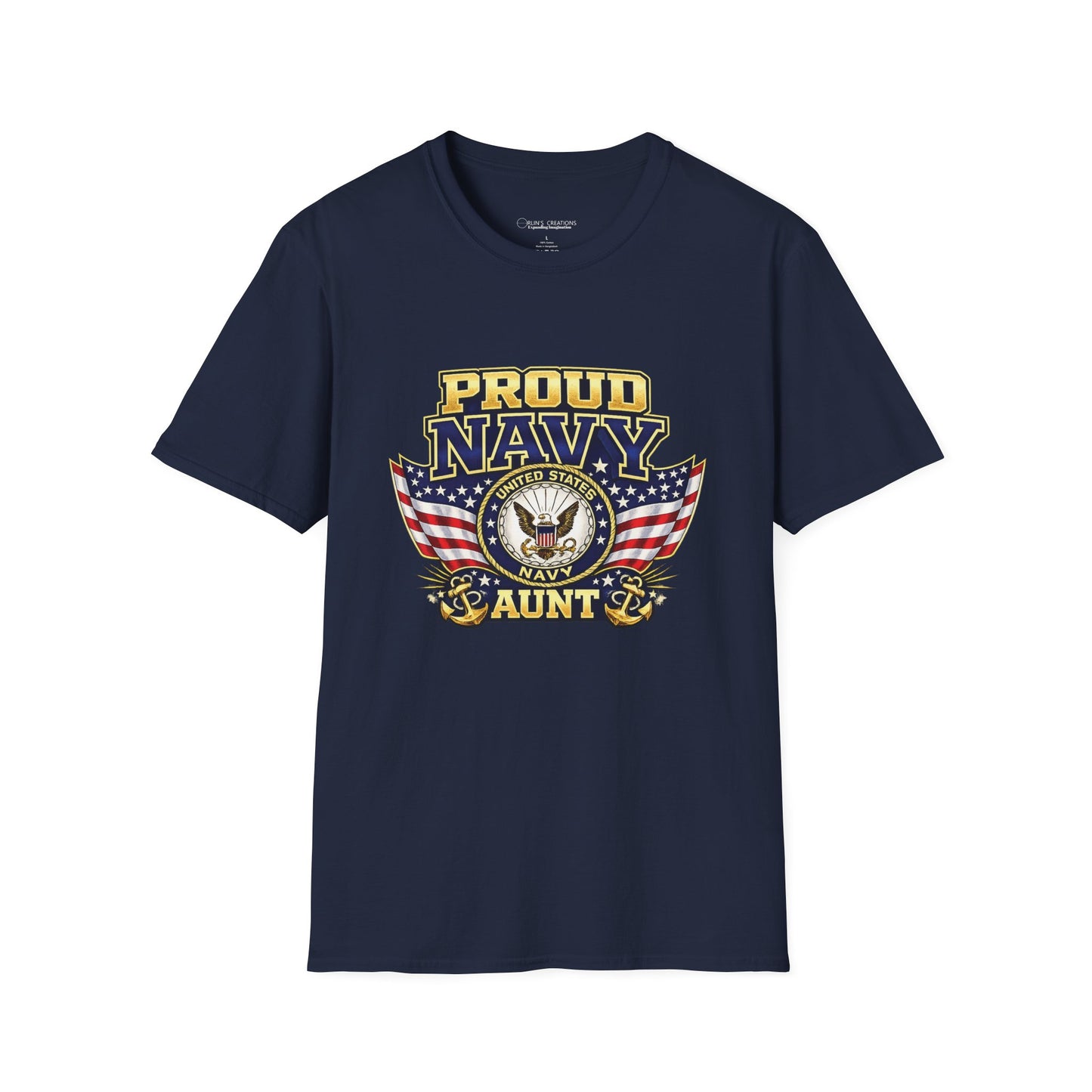 Proud Navy Aunt T-Shirt — Navy Blue with U.S. Navy Emblem