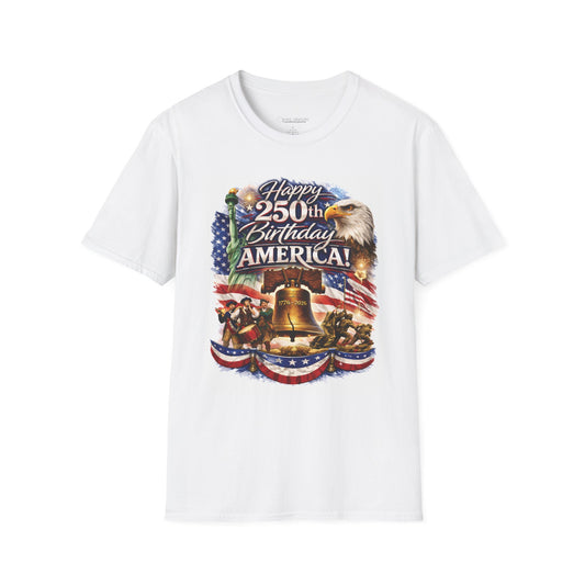 250th Birthday America T-Shirt — Patriotic Liberty Bell Eagle Tee