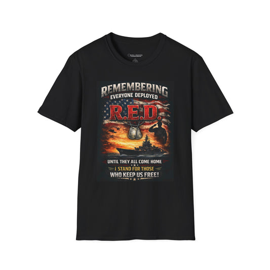 Remembering R.E.D. Military Tribute T-Shirt — "Remembering Everyone Deployed" Veteran Support Tee