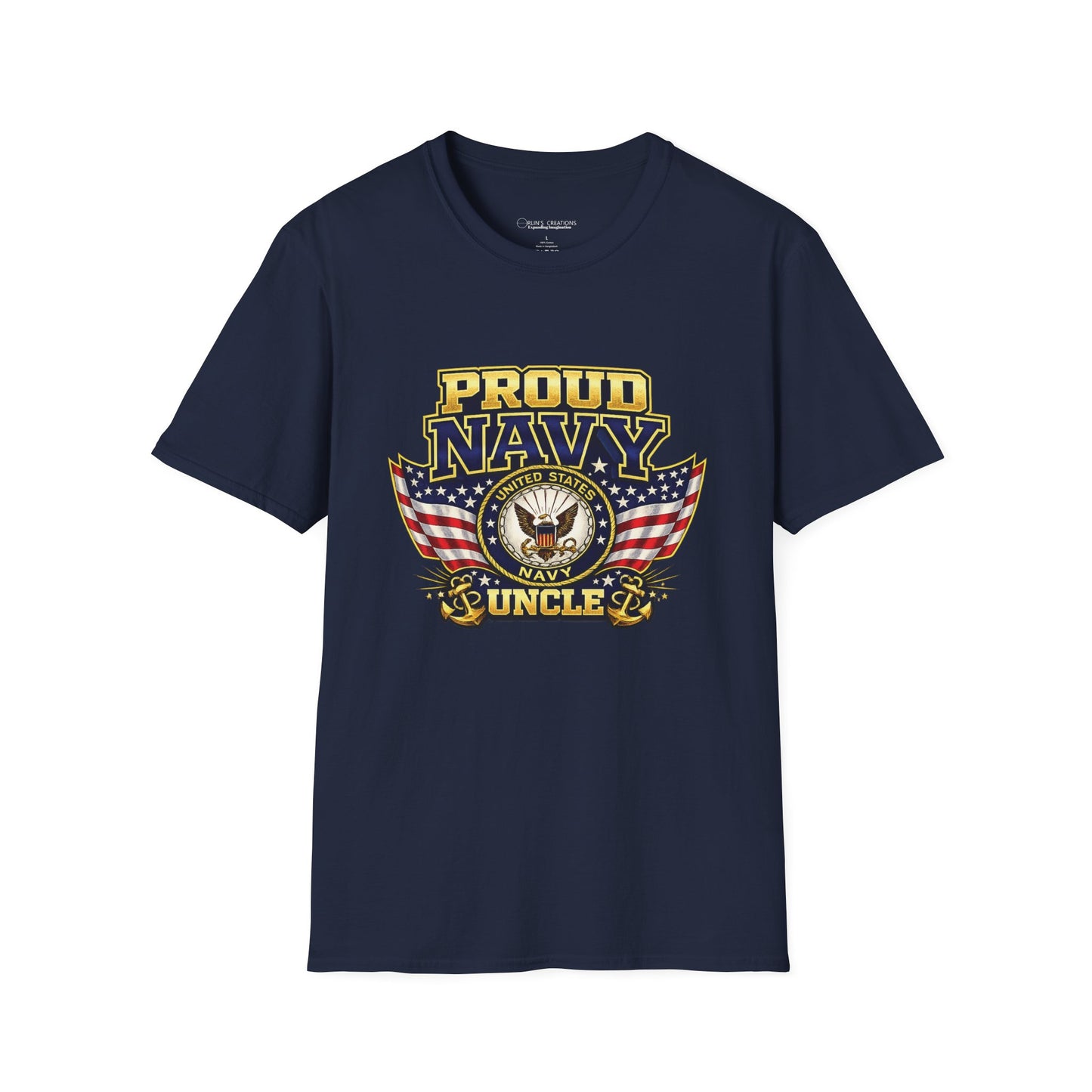 Proud Navy Uncle T-Shirt — Navy Blue with U.S. Navy Emblem