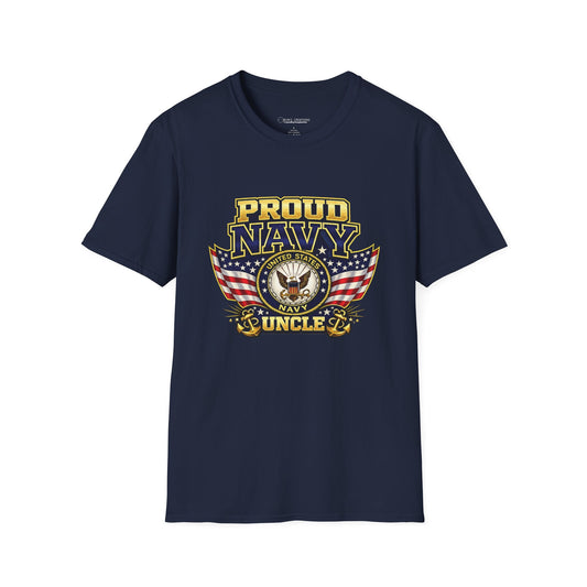 Proud Navy Uncle T-Shirt — Navy Blue with U.S. Navy Emblem