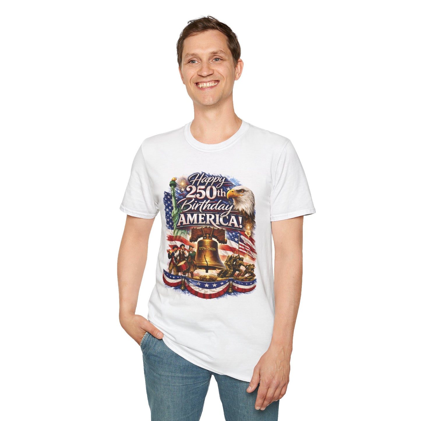 250th Birthday America T-Shirt — Patriotic Liberty Bell Eagle Tee