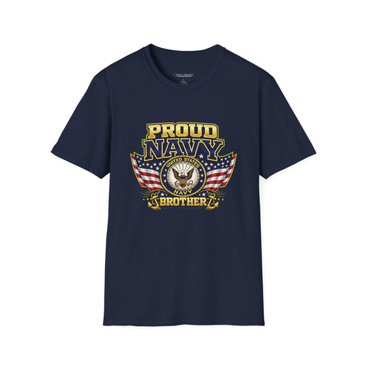 Proud Navy Brother T-Shirt — Navy Blue with U.S. Navy Emblem