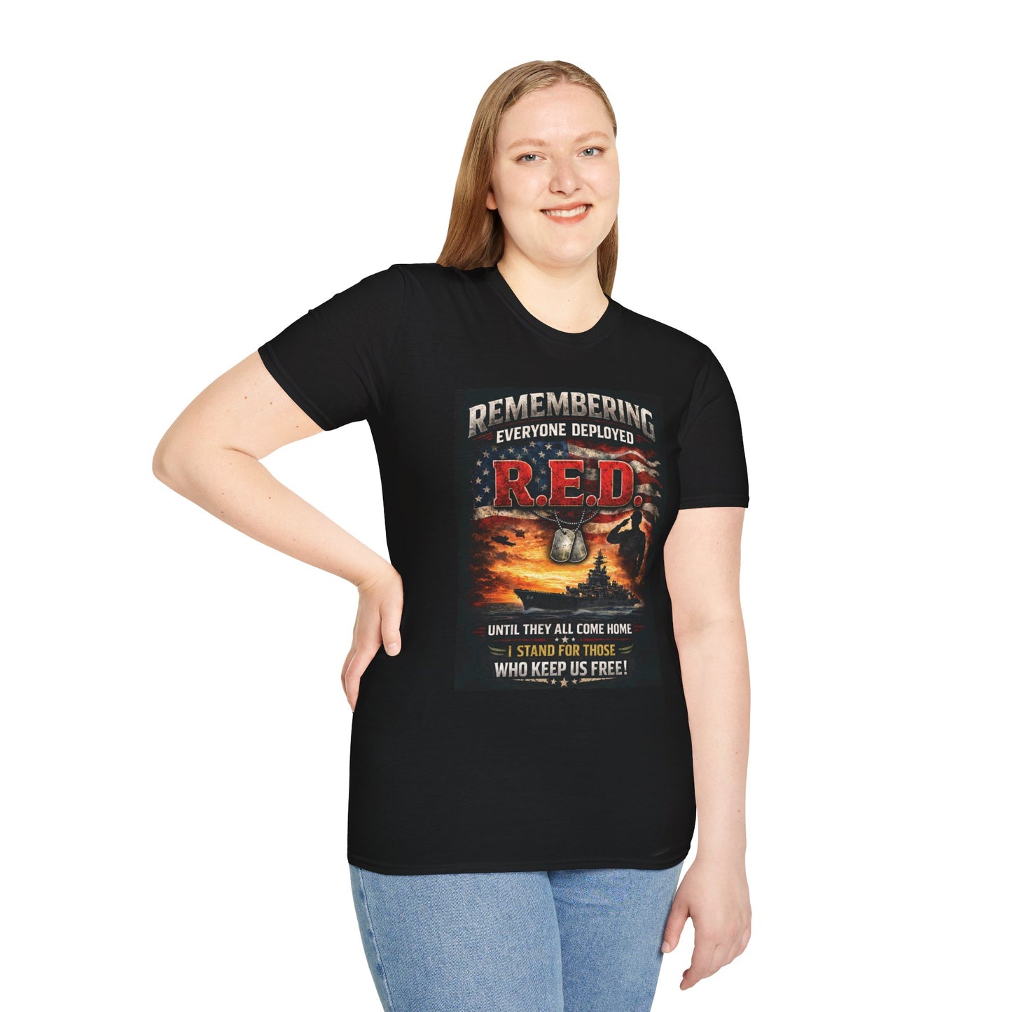 Remembering R.E.D. Military Tribute T-Shirt — "Remembering Everyone Deployed" Veteran Support Tee